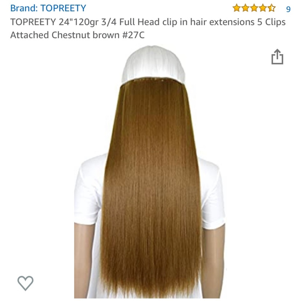 NWT 24” 3/4 Head 1 Piece Clip In Hair Extensions